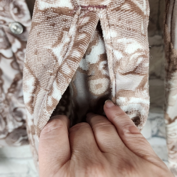 Urban Outfitters BDG Tapestry Trucker Jacket Button Front Brown Cream Size Small - Picture 11 of 15